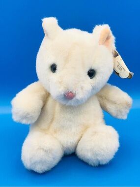 Vintage GUND White Kitty Plush - Retro Stuffed Animal with tag 7’’